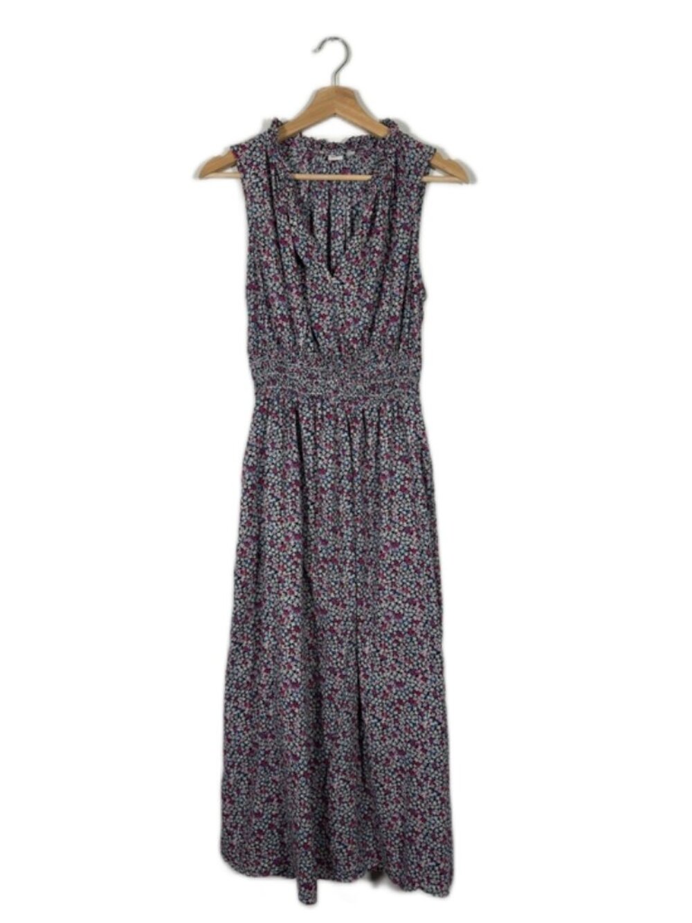 GAP Women's Floral Maxi Dress Smocked Waist Flowy Size M Cottagecore Casual